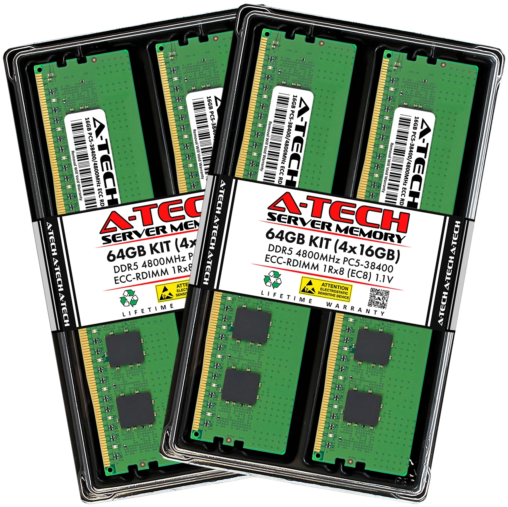ASRock Rack GENOAD24QM3-2L2T/BCM Memory RAM | 64GB Kit (4x16GB) 1Rx8 DDR5 4800MHz (PC5-38400) EC8 RDIMM