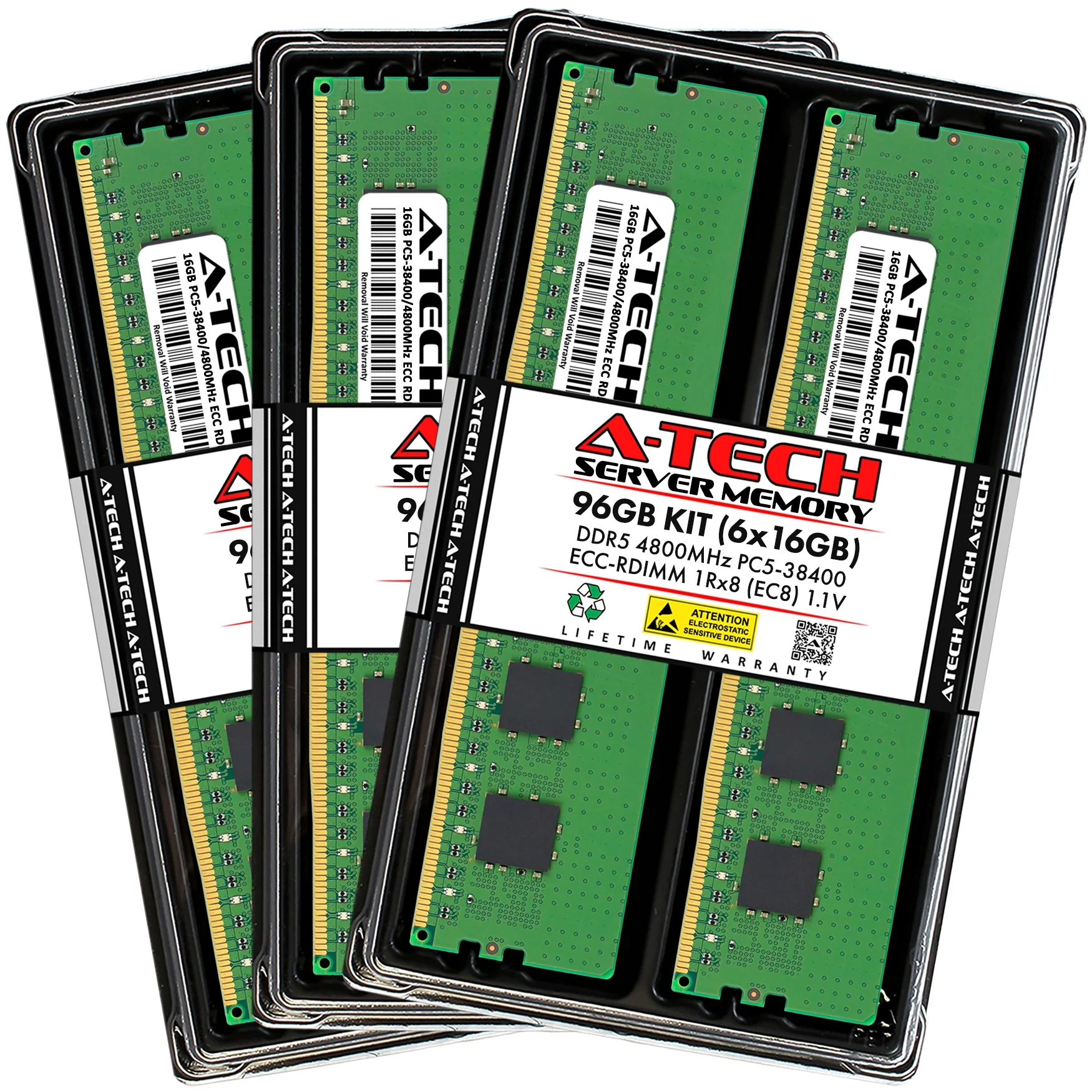 ASRock Rack GENOAD24QM3-2L2T/BCM Memory RAM | 96GB Kit (6x16GB) 1Rx8 DDR5 4800MHz (PC5-38400) EC8 RDIMM