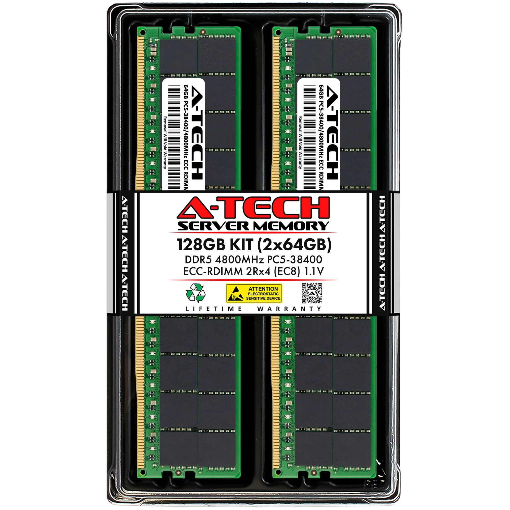 ASRock Rack GENOAD8HM3 Memory RAM | 128GB Kit (2x64GB) 2Rx4 DDR5 4800MHz (PC5-38400) EC8 RDIMM