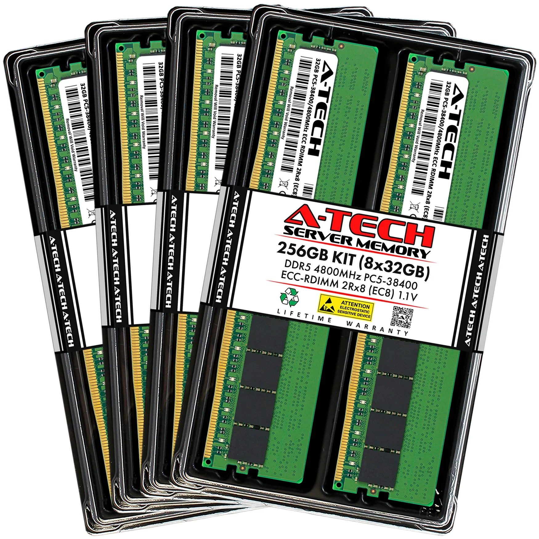 ASRock Rack GENOAD8HM3 Memory RAM | 256GB Kit (8x32GB) 2Rx8 DDR5 4800MHz (PC5-38400) EC8 RDIMM