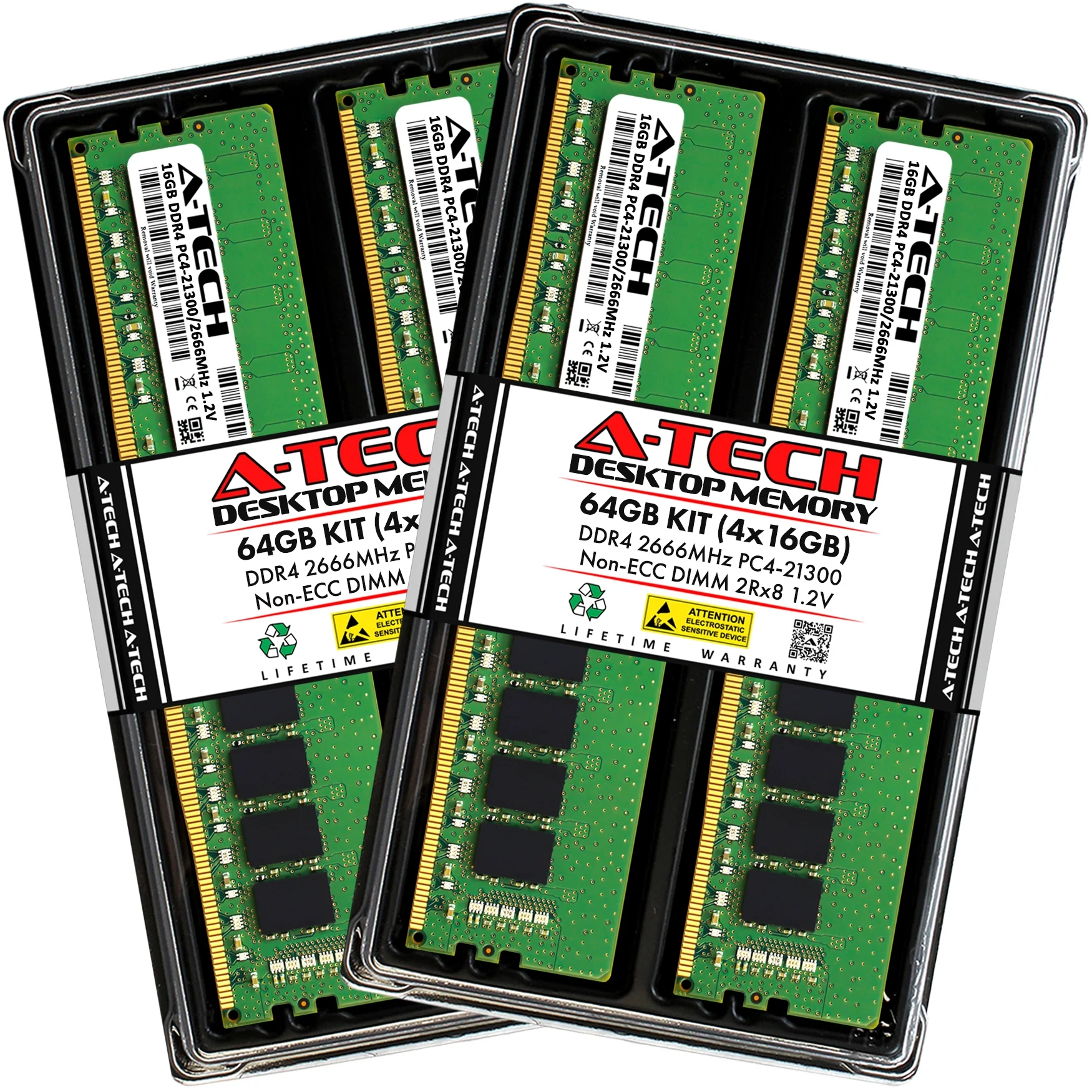 QNAP TS-877XU-RP-2600-64G Memory RAM | 64GB Kit (4x16GB) 2Rx8 DDR4 2666MHz (PC4-21300) Non-ECC DIMM