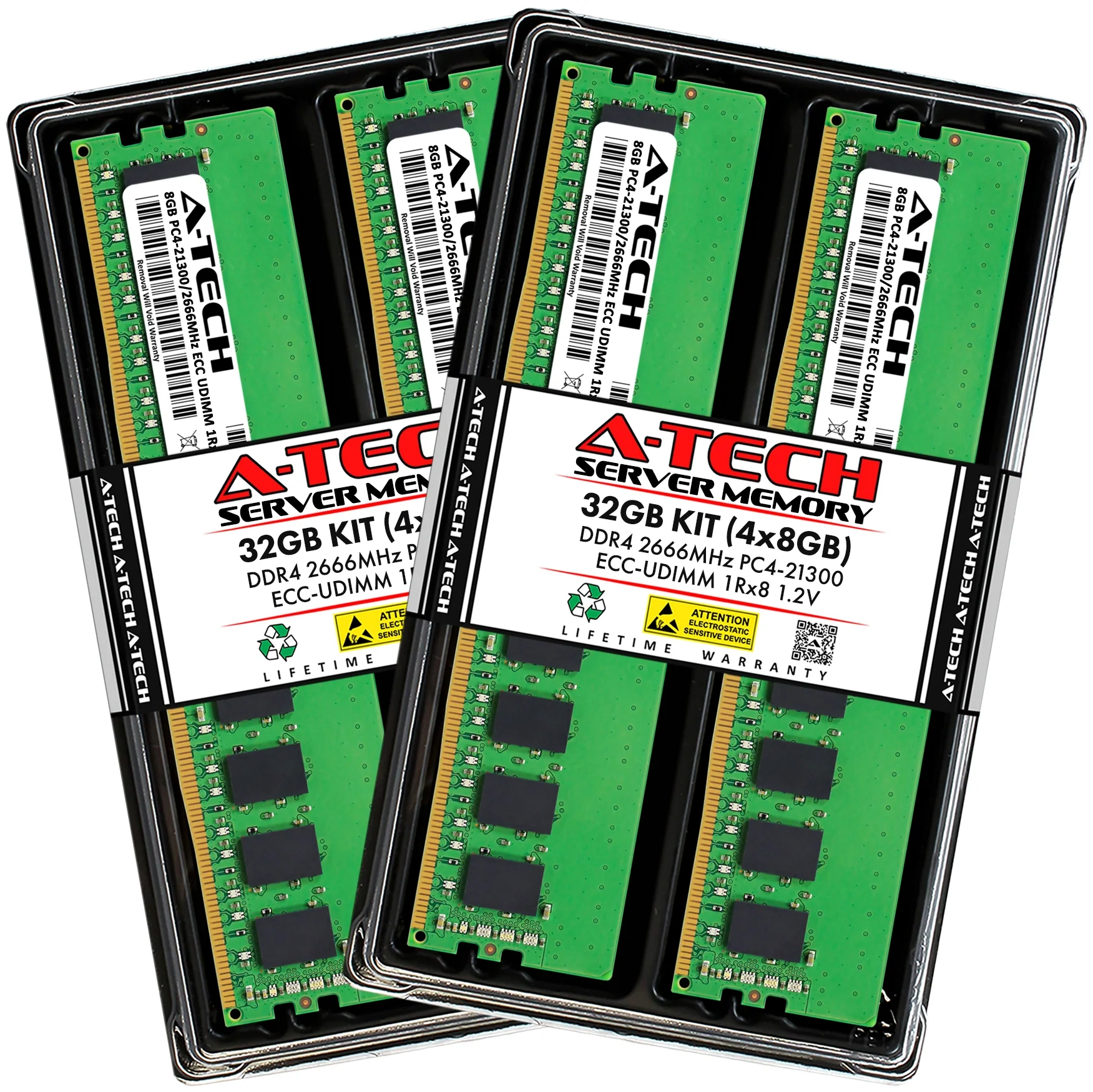 QNAP TS-h1283XU-RP-E2136-32G Memory RAM | 32GB Kit (4x8GB) 1Rx8 DDR4 2666MHz (PC4-21300) ECC UDIMM