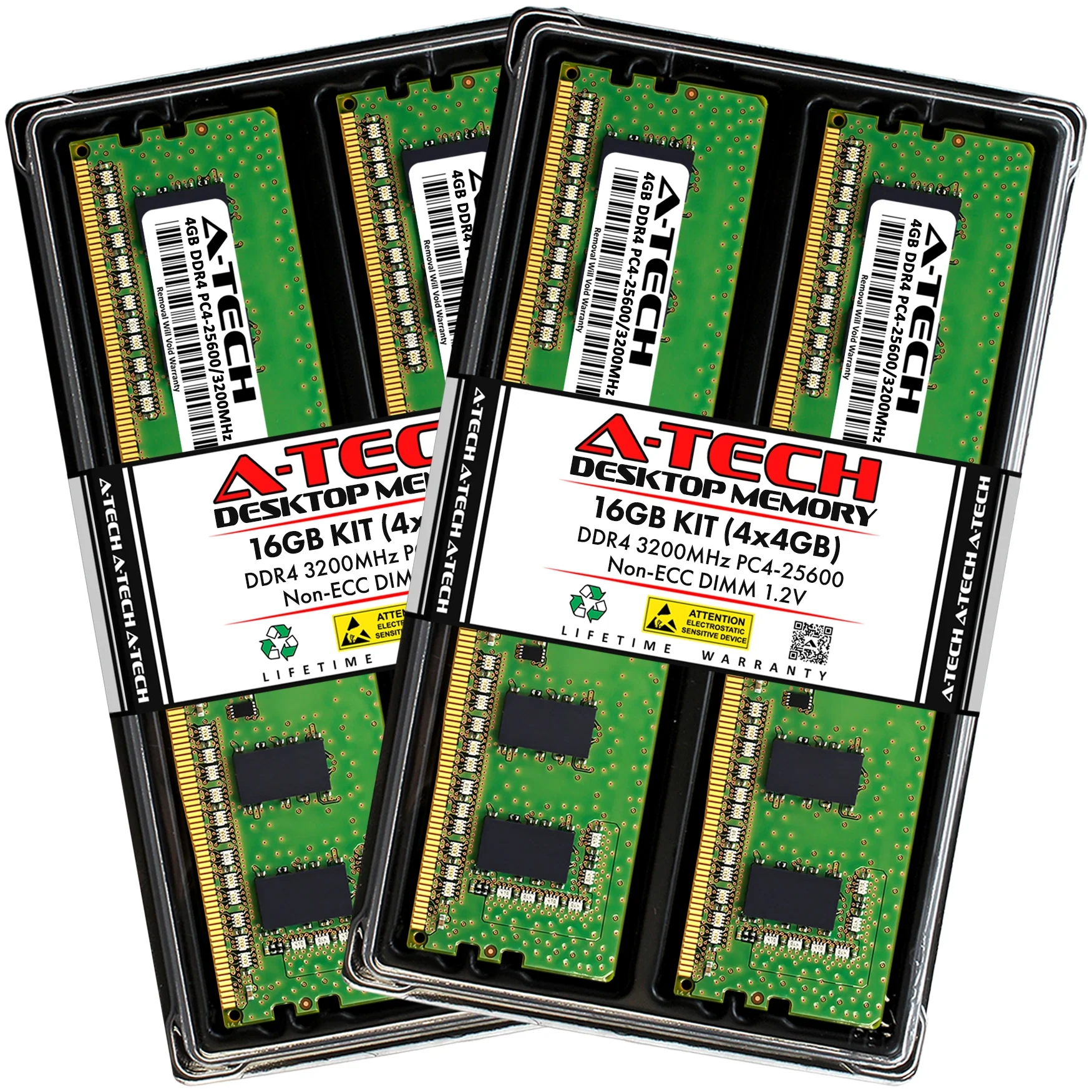 QNAP TS-h1677XU-RP-3700X-32G Memory RAM | 16GB Kit (4x4GB)  DDR4 3200MHz (PC4-25600) Non-ECC DIMM