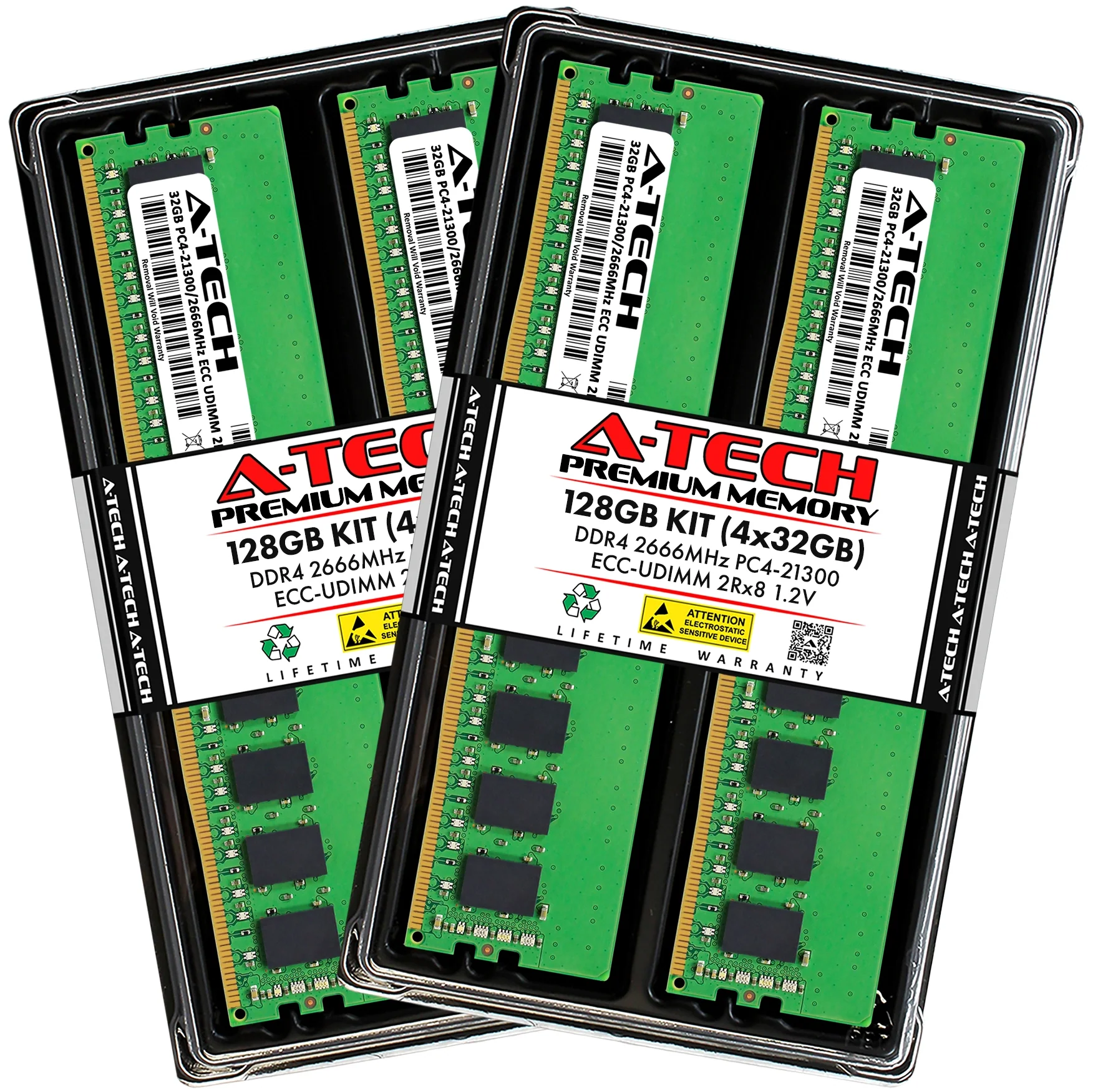 QNAP TS-h2483XU-RP-E2236-128G Memory RAM | 128GB Kit (4x32GB) 2Rx8 DDR4 2666MHz (PC4-21300) ECC UDIMM